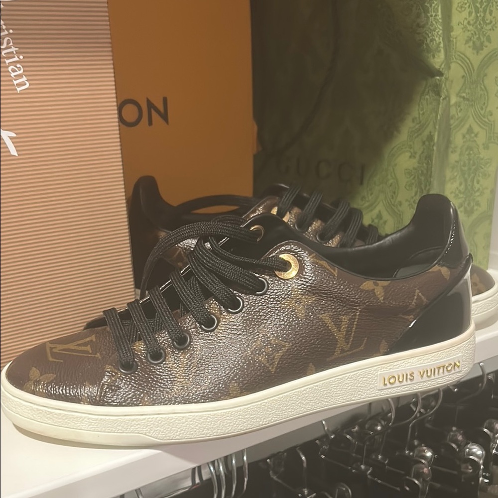 Louis Vuitton Brown Monogram Sneakers with White Sole